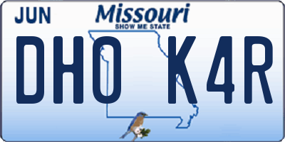 MO license plate DH0K4R