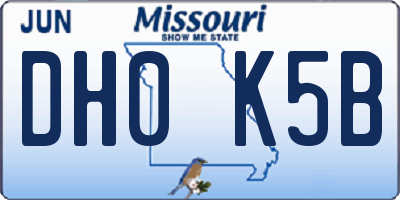 MO license plate DH0K5B