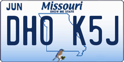 MO license plate DH0K5J