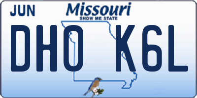 MO license plate DH0K6L