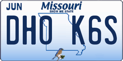 MO license plate DH0K6S