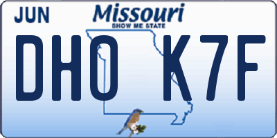 MO license plate DH0K7F