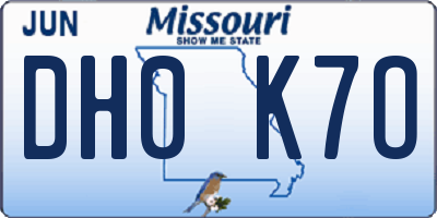 MO license plate DH0K7O