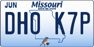 MO license plate DH0K7P