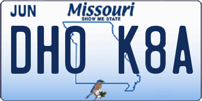 MO license plate DH0K8A