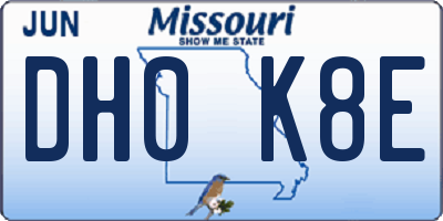 MO license plate DH0K8E