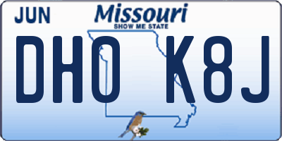 MO license plate DH0K8J