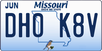 MO license plate DH0K8V