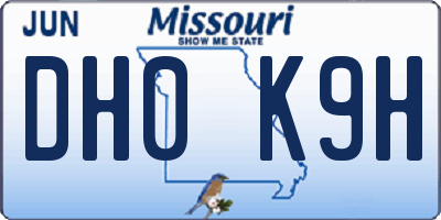 MO license plate DH0K9H