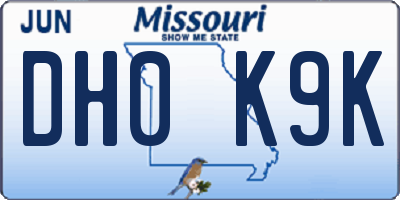 MO license plate DH0K9K