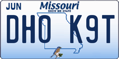MO license plate DH0K9T