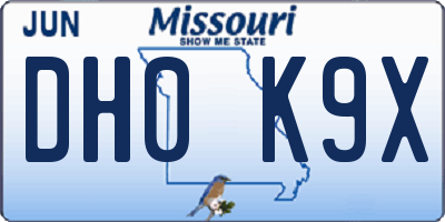 MO license plate DH0K9X
