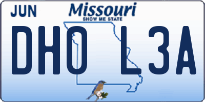 MO license plate DH0L3A