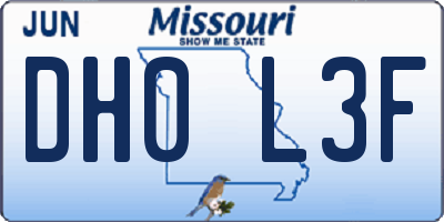 MO license plate DH0L3F