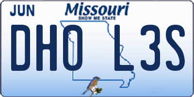 MO license plate DH0L3S