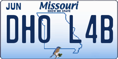 MO license plate DH0L4B