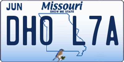 MO license plate DH0L7A