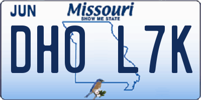 MO license plate DH0L7K