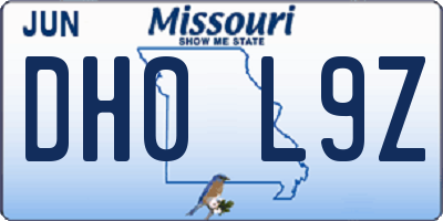 MO license plate DH0L9Z