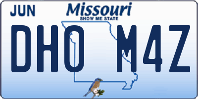 MO license plate DH0M4Z