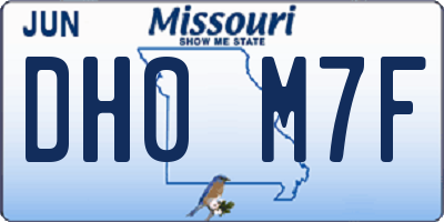 MO license plate DH0M7F