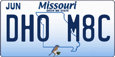 MO license plate DH0M8C