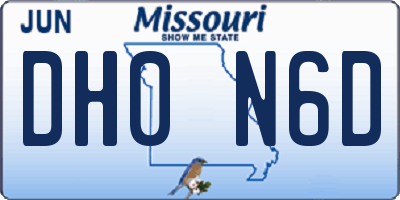MO license plate DH0N6D