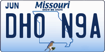 MO license plate DH0N9A