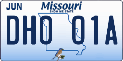 MO license plate DH0O1A