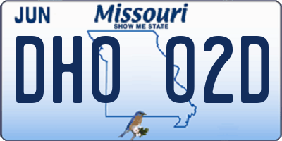 MO license plate DH0O2D