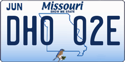 MO license plate DH0O2E