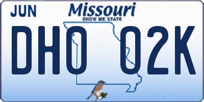 MO license plate DH0O2K