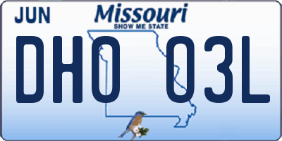 MO license plate DH0O3L