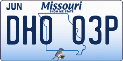 MO license plate DH0O3P