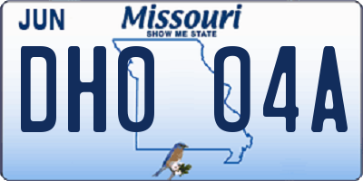 MO license plate DH0O4A