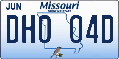 MO license plate DH0O4D