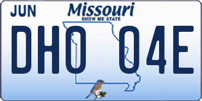 MO license plate DH0O4E