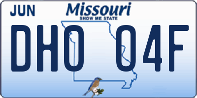 MO license plate DH0O4F
