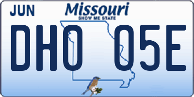 MO license plate DH0O5E