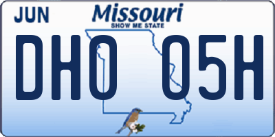 MO license plate DH0O5H