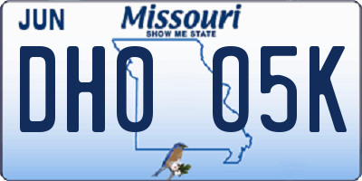 MO license plate DH0O5K