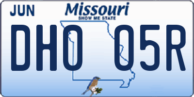 MO license plate DH0O5R
