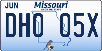 MO license plate DH0O5X