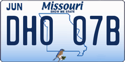 MO license plate DH0O7B