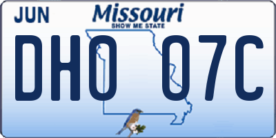MO license plate DH0O7C