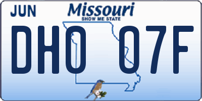 MO license plate DH0O7F