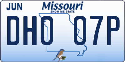 MO license plate DH0O7P