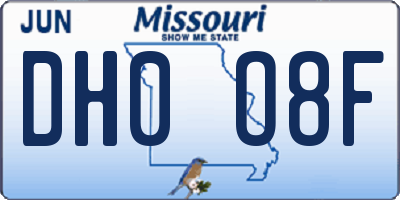 MO license plate DH0O8F