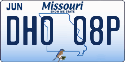 MO license plate DH0O8P