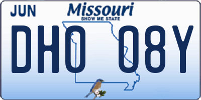 MO license plate DH0O8Y